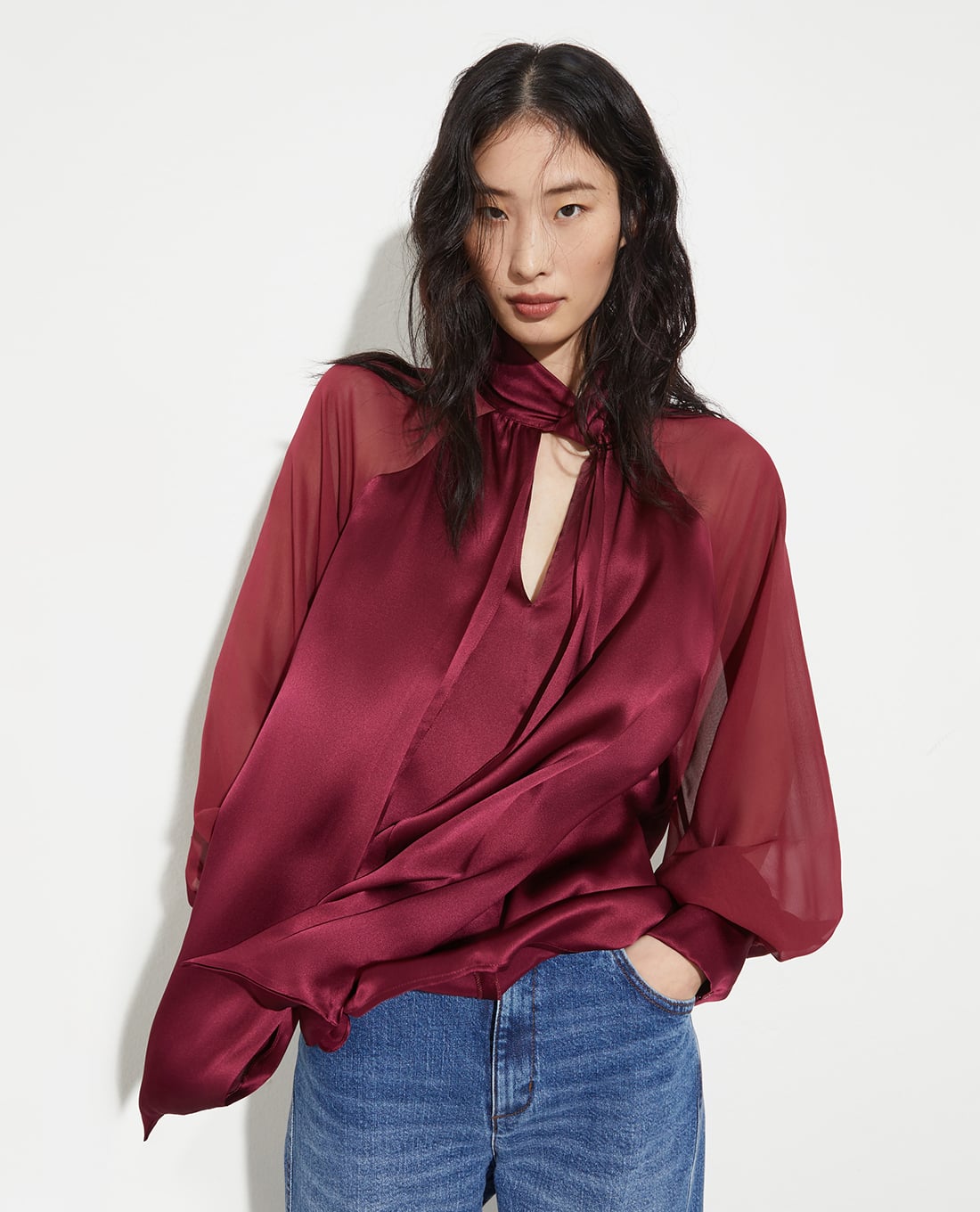 MAX&Co. - Áo kiểu nữ cổ nơ tay dài Mcooca