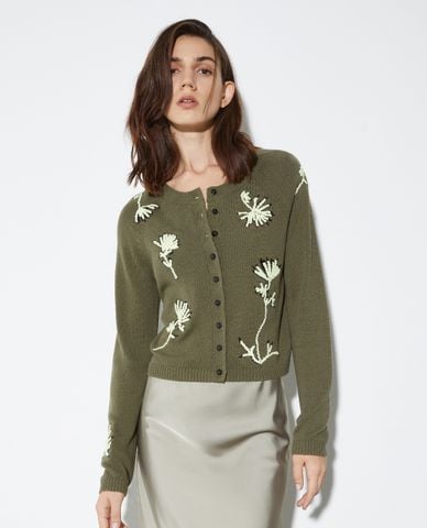  MAX&Co. - Áo khoác cardigan nữ cổ tròn họa tiết hoa Spiga 