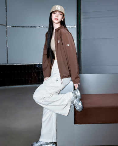  MLB - Quần nữ ống rộng lưng thun Gorpcore 