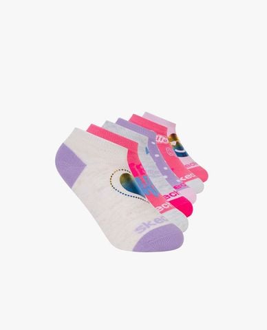  SKECHERS - Set 6 vớ bé gái cổ thấp dệt họa tiết 