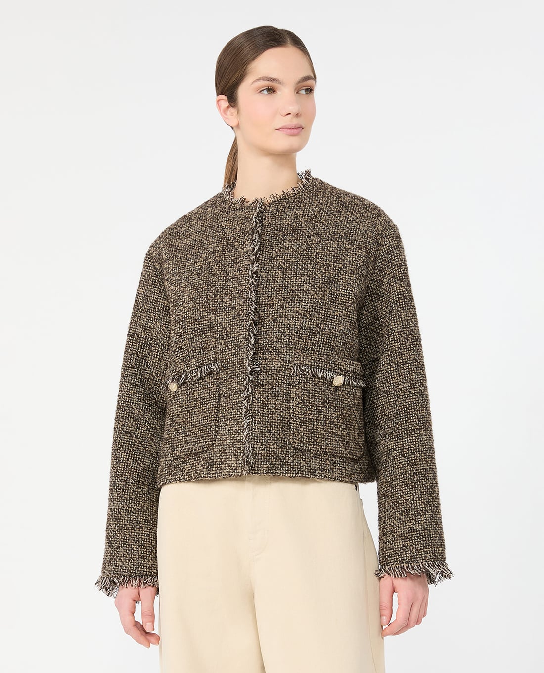 WEEKEND MAX MARA -  Áo khoác tweed nữ phom croptop Wkdvento