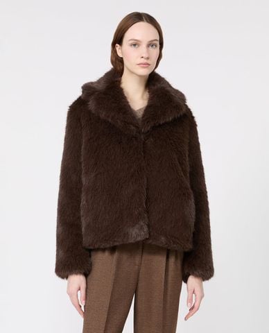  WEEKEND MAX MARA - Áo khoác lông nữ cổ ve phom rộng Ozioso 