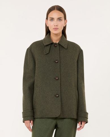  WEEKEND MAX MARA - Áo khoác sơ mi nữ cổ bẻ tay dài Wksdiorama 