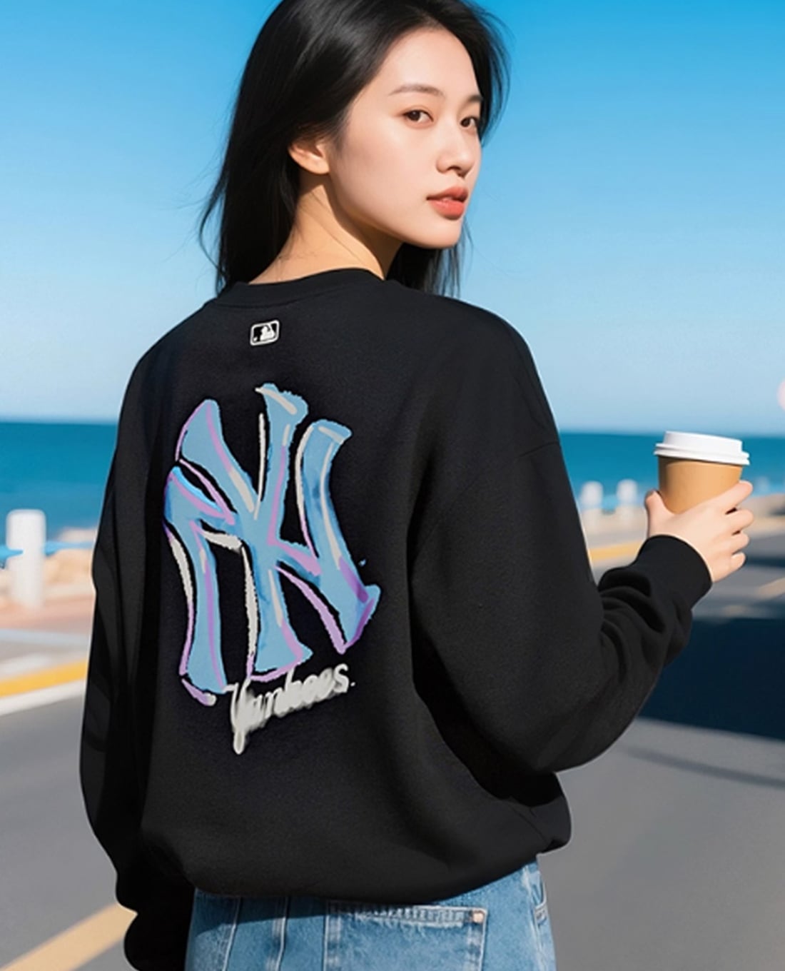 MLB - Áo sweatshirt unisex cổ tròn tay dài Colorful Mega Logo
