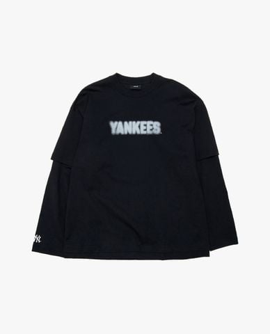  MLB - Áo thun unisex cổ tròn tay dài in logo 