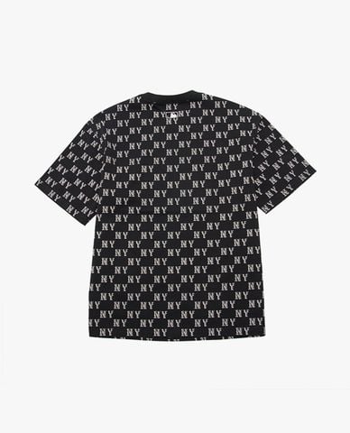  MLB - Áo thun unisex cổ tròn tay ngắn phối họa tiết monogram 