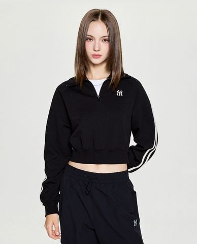  MLB - Áo sweatshirt nữ cổ bẻ tay dài Varsity Sporty Cursive 