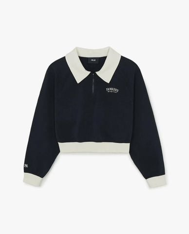  MLB - Áo sweatshirt nữ cổ bẻ tay dài Varsity Sportive 