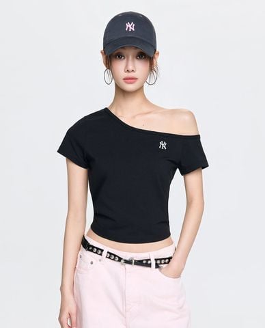  MLB - Áo trễ vai nữ tay ngắn phom croptop Basic 