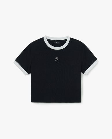  MLB - Áo croptop nữ cổ tròn tay ngắn Ringer Slim 