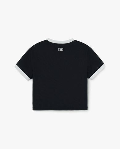  MLB - Áo croptop nữ cổ tròn tay ngắn Ringer Slim 