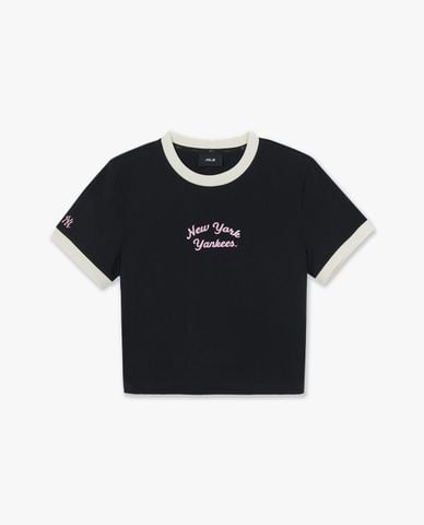  MLB - Áo croptop nữ tay ngắn Sportive Lettering 