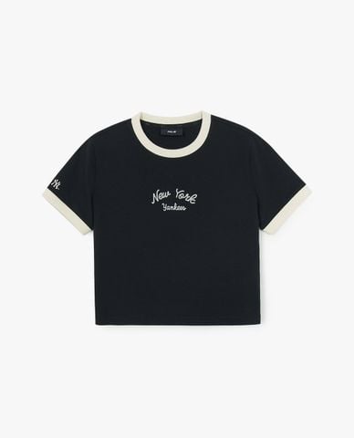  MLB - Áo croptop nữ cổ tròn tay ngắn Varsity Linger Slim 