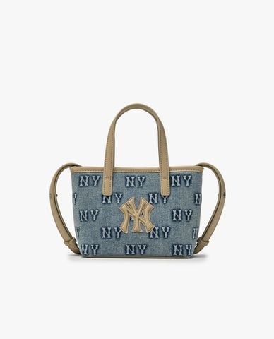  MLB - Túi đeo chéo nữ Classic Monogram Denim Embossed Mini 