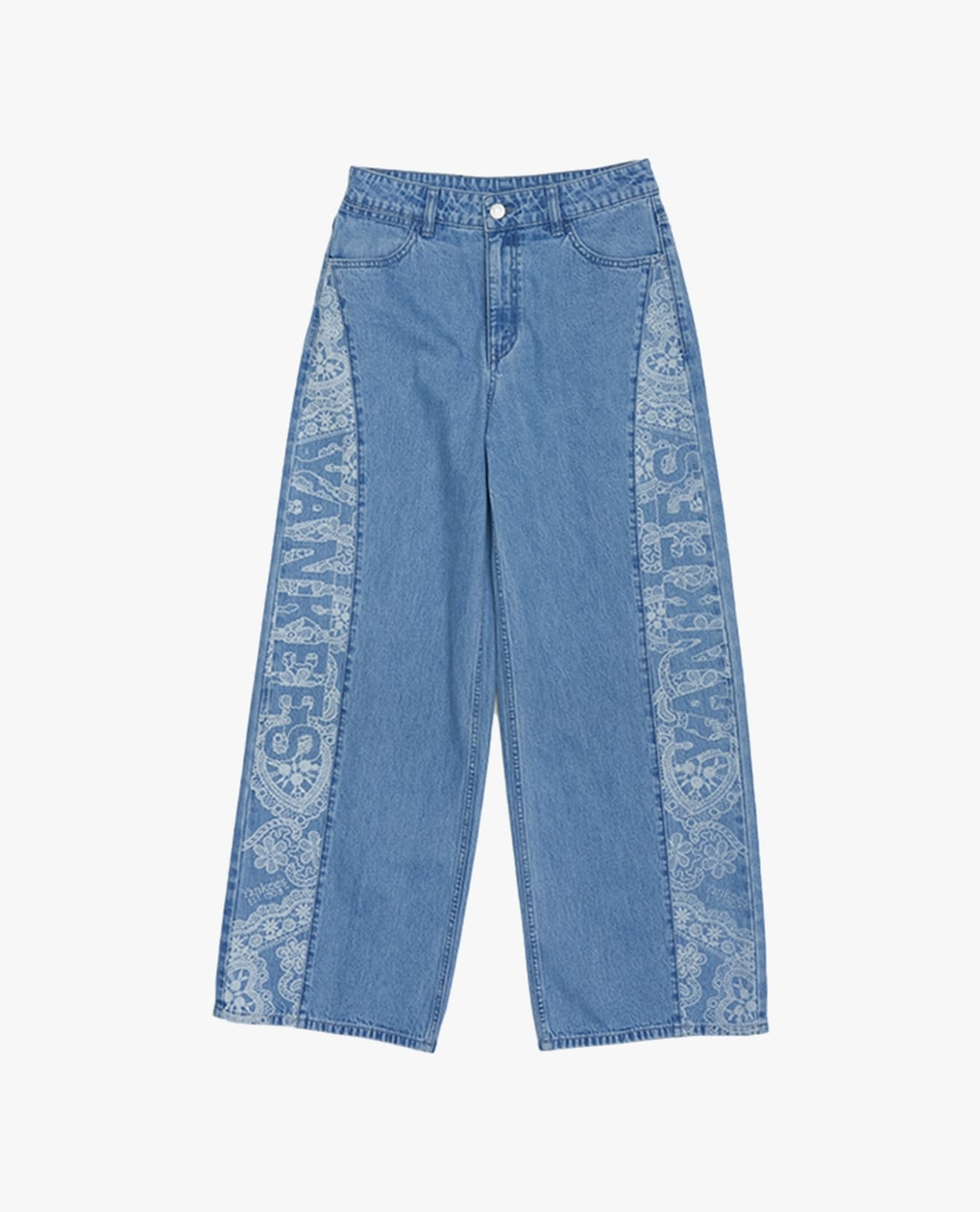 MLB - Quần jeans nữ ống rộng Basic Small Logo