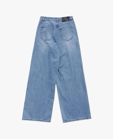  MLB - Quần jeans nữ ống rộng phối họa tiết 