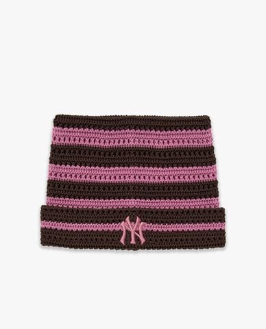  MLB - Nón len unisex tai mèo kẻ sọc Summer 