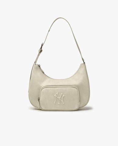  MLB - Túi đeo vai nữ hình bán nguyệt Basic Vintage Logo 