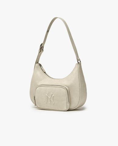  MLB - Túi đeo vai nữ hình bán nguyệt Basic Vintage Logo 