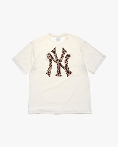  MLB - Áo thun unisex cổ tròn tay ngắn Big Logo Leopard 