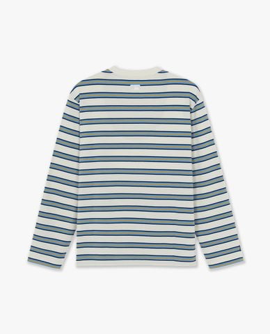  MLB - Áo thun unisex cổ tròn tay dài Stripe 