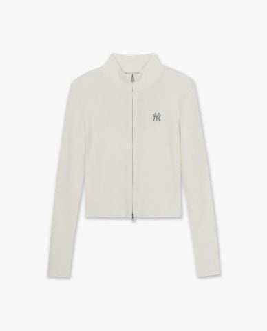  MLB - Áo khoác dệt kim nữ khóa zip Basic 