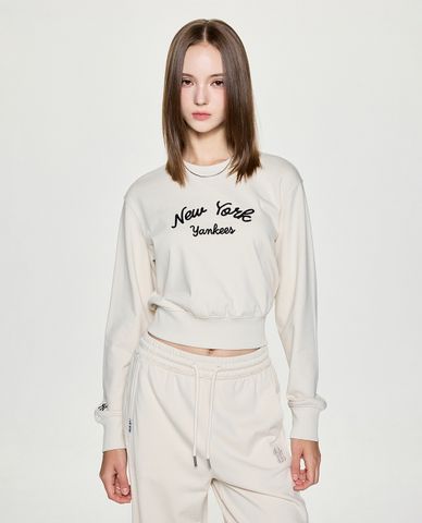  MLB - Áo sweatshirt nữ tay dài phom croptop Basic Lettering 