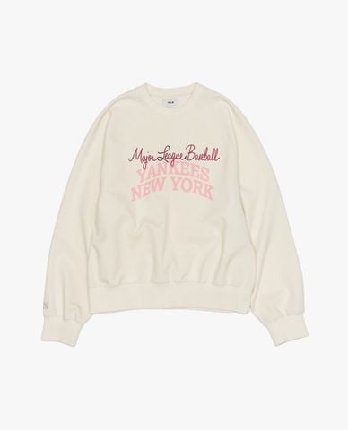  MLB - Áo sweatshirt unisex cổ tròn tay dài in chữ 