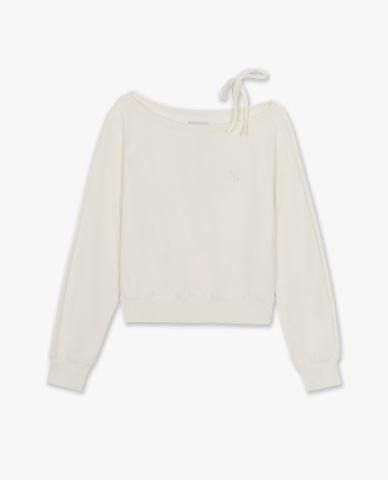  MLB - Áo sweatshirt nữ lệch vai phối dây Varsity Sporty 