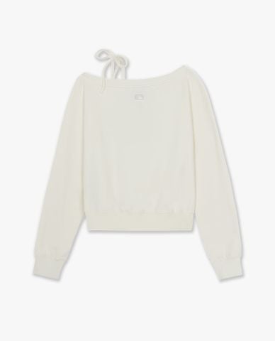  MLB - Áo sweatshirt nữ lệch vai phối dây Varsity Sporty 