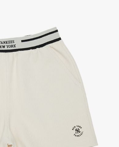  MLB - Quần short ngắn nữ lưng thun kẻ sọc 