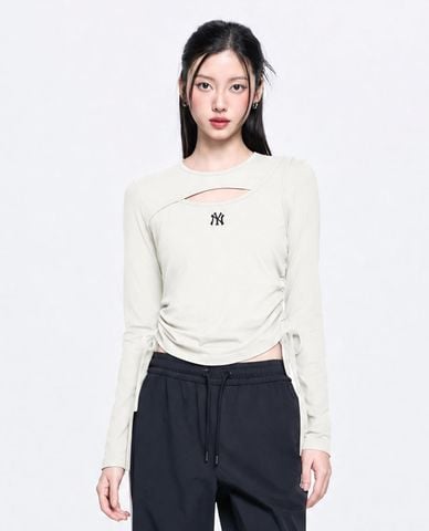  MLB - Áo kiểu nữ tay dài rút dây Basic Cutout 