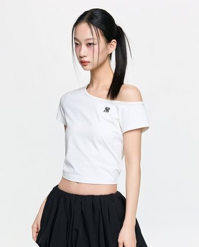 MLB - Áo trễ vai nữ tay ngắn phom croptop Basic 