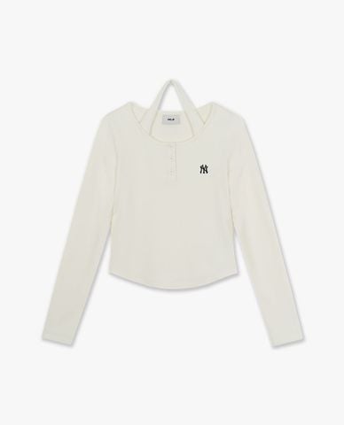  MLB - Áo kiểu nữ cổ tròn tay dài phối layer Basic 
