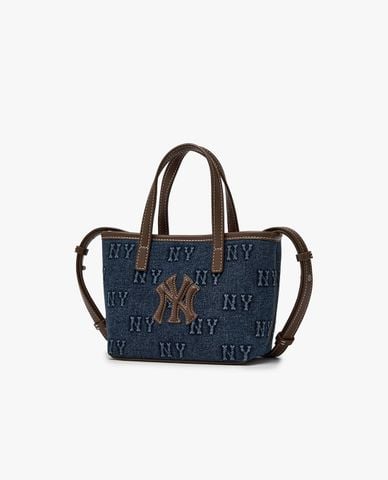  MLB - Túi đeo chéo nữ Classic Monogram Denim Embossed Mini 