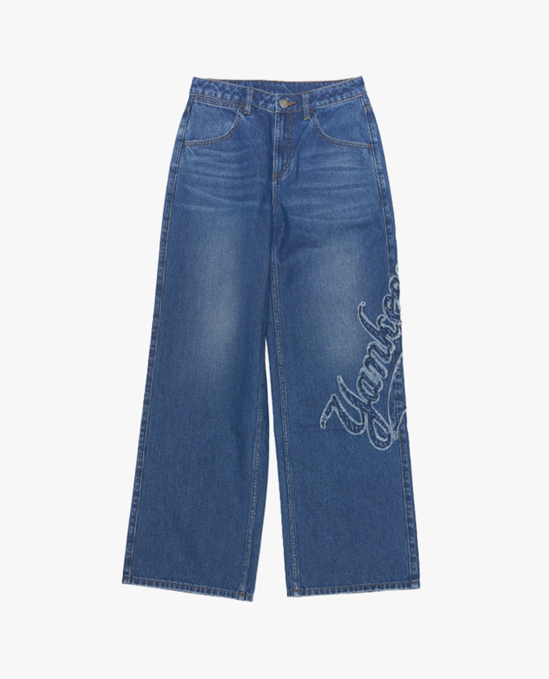 MLB - Quần jeans nữ ống rộng thời thượng