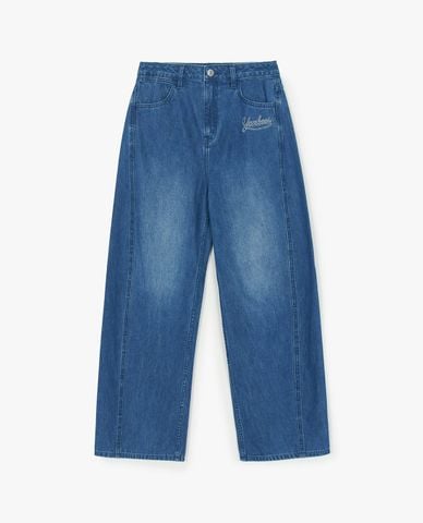  MLB - Quần jeans nữ ống rộng Varsity Series 