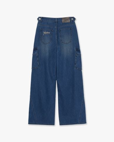  MLB - Quần jeans nữ ống rộng Varsity Vintage 