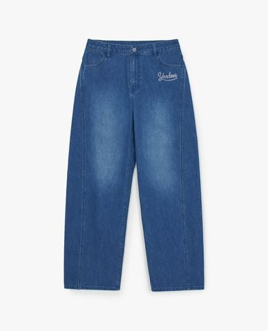  MLB - Quần jeans nam ống rộng Varsity Lettering 