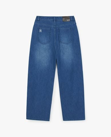  MLB - Quần jeans nam ống rộng Varsity Lettering 