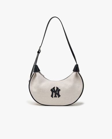  MLB - Túi đeo vai nữ hình bán nguyệt Basic Canvas 