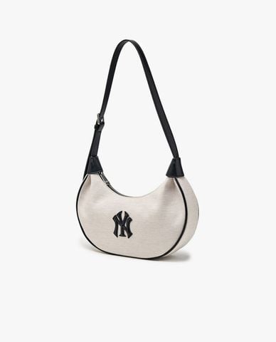  MLB - Túi đeo vai nữ hình bán nguyệt Basic Canvas 