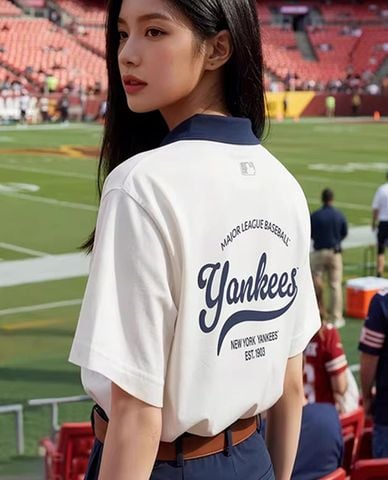  MLB - Áo polo unisex cổ bẻ tay ngắn Varsity 