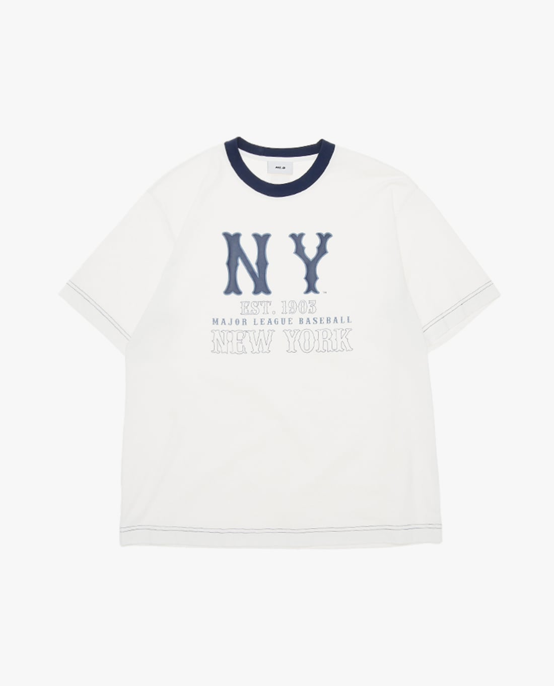 MLB - Áo thun unisex cổ tròn tay ngắn phối viền