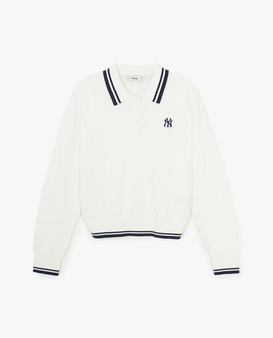  MLB - Áo dệt kim nữ cổ bẻ tay dài New Year 