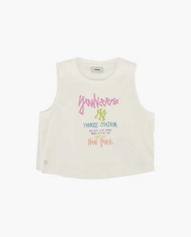  MLB - Áo ba lỗ nữ cổ tròn phom croptop Street Logo 