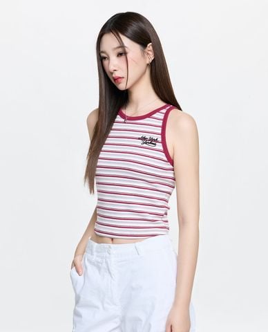  MLB - Áo ba lỗ nữ kẻ sọc phom croptop 