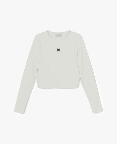  MLB - Áo croptop nữ cổ tròn tay dài Basic 