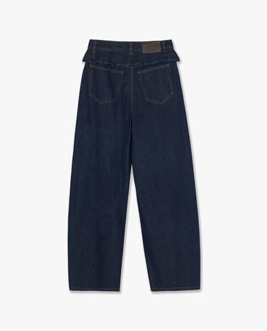  MLB - Quần jeans nữ ống rộng Basic Small Logo 
