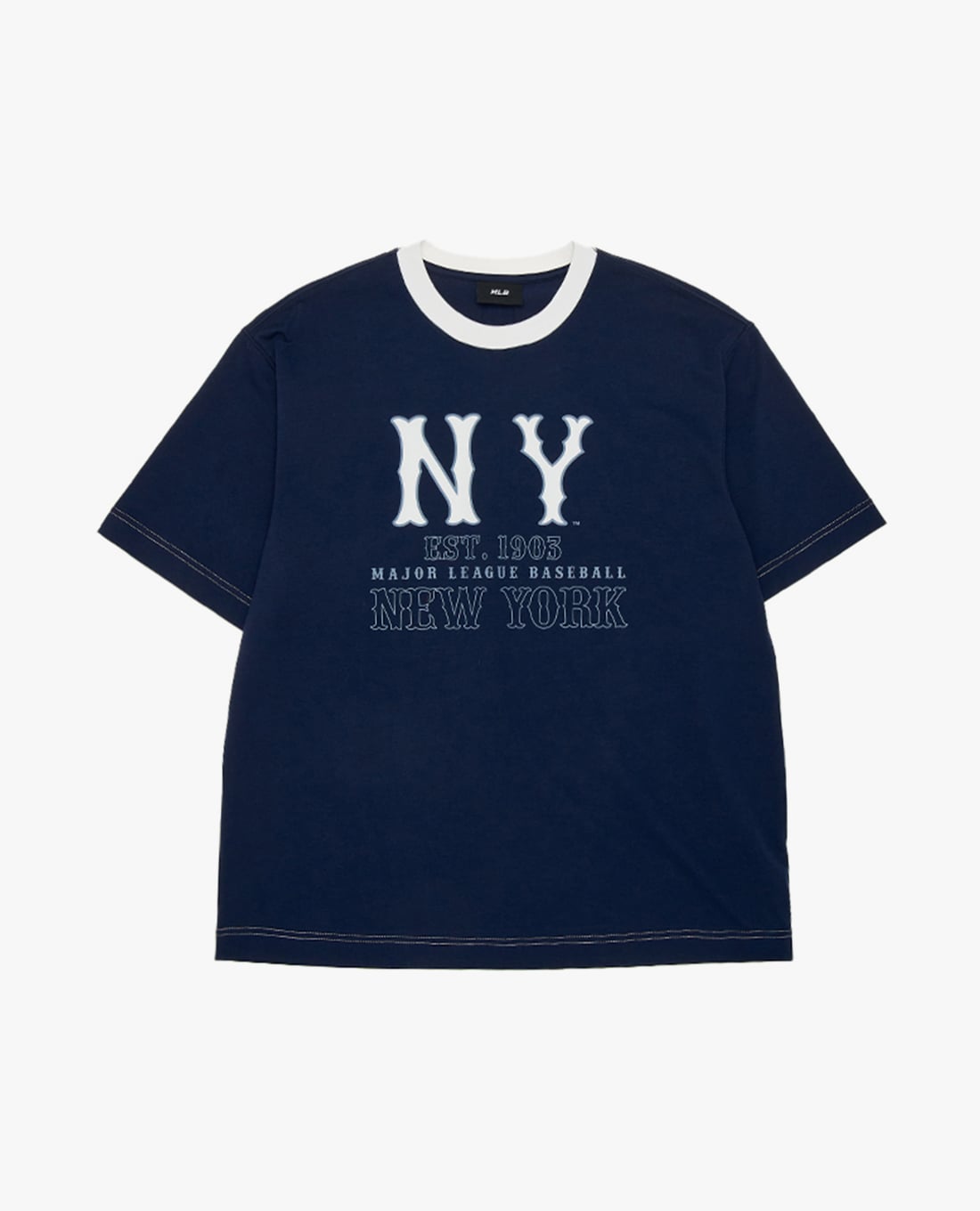 MLB - Áo thun unisex cổ tròn tay ngắn phối viền